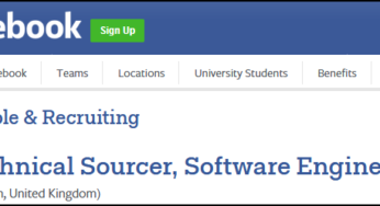 Facebook Job Application: Facebook Technical Sourcer , Software Engineering