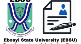 EBSU Supplementary Admission Form – How To Purchase